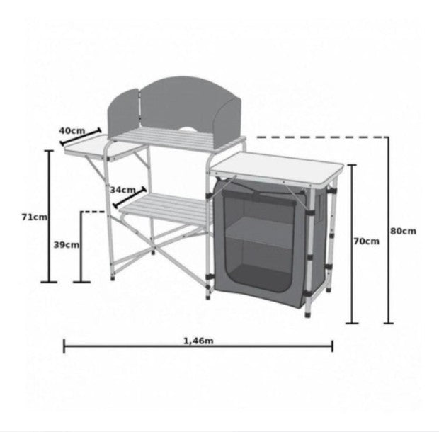 MESA ARMARIO ORGANIZADORA COCINA DE ALUMINIO NTK SERENA CAMPING