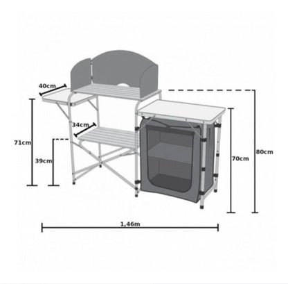 MESA ARMARIO ORGANIZADORA COCINA DE ALUMINIO NTK SERENA CAMPING