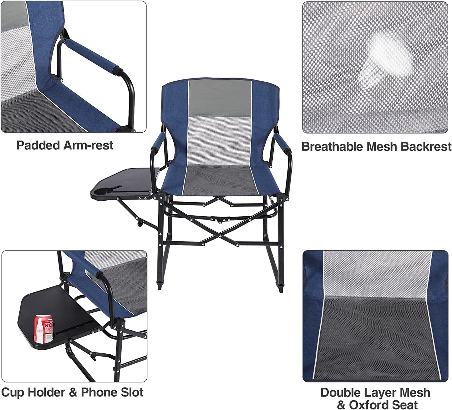 SILLA PLEGABLE PARA CAMPING C/MESA LATERAL 136KG